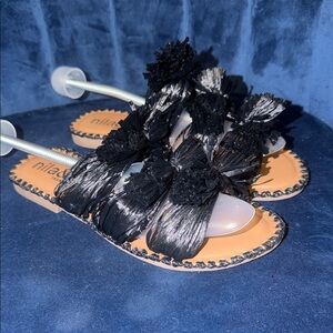 Nila & Nila Black Fringe Sandals Size EU37 US6